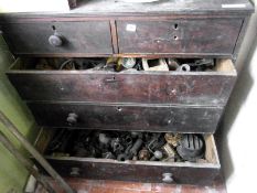 A Victorian 5 drawer chest & contents
