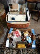 2 boxes of toys including tin plate oven