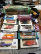 14 Die Cast toys & 2 miniature tractor s