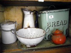 6 items of enamel ware including bread b