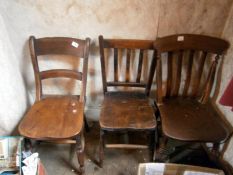 3 oak farmhouse chairs