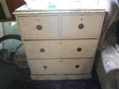 A pine dresser base with 4 drawers