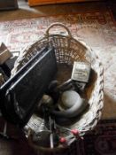 A wicker basket & contents including bik
