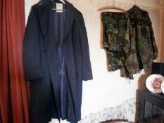 An RAF great coat & a camouflage suit