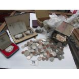 A mixed lot of coins etc