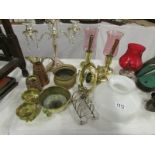 A mixed lot including candelabra, candle