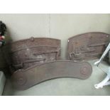 2 cast iron bread oven doors and a large