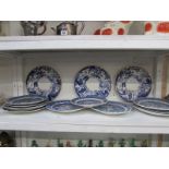 A quantity of blue and white plates incl