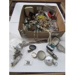 A box of costume jewellery, coins, USA c