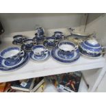 A quantity of blue and white teaware etc