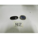 A silver brooch set Lapis Lazuli and an