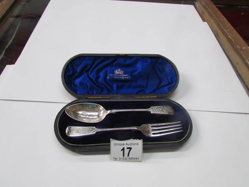 A spoon and fork in fitted box