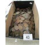 A box of British coins including copper