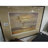 A framed and glazed signed fine art prin