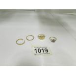 4 gold rings, 1 a/f