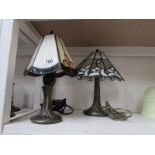 2 spelter table lamps with Tiffany style