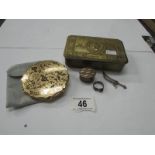 A WW1 Christmas tin, a silver ring, a wh