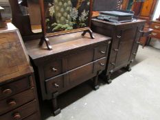 An oak dressing table and matching 3 dra