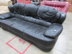 A black leather sofa