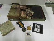 A mixed lot of WW1 memorabilia with meda
