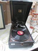 An HMV picnic gramaphone