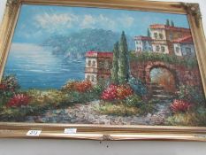 A gilt framed oil on canvas, villa by la
