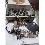 A box of costume jewellery including M &