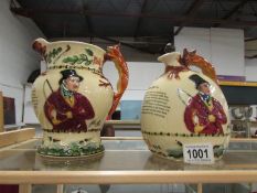 2 Crown Devon musical hunting jugs