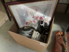 A box of miscellaneous including wine, r