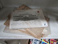 A quantity of old newpapers, 19th and ea