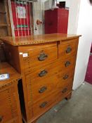 An inlaid 2 over 3 chest of drawers