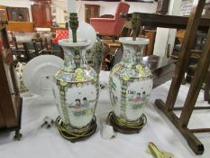 A pair of Oriental table lamp bases