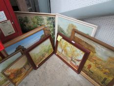 8 oil paintings including rural