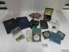 A mixed lot of coins including crowns, s