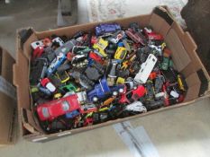 A large box of die cast cars