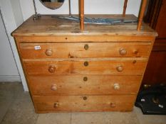 A Victorian 4 drawer pine chest of drawe