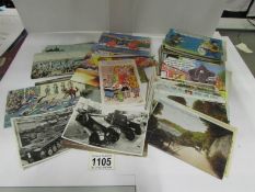A mixed lot of postcards including humor