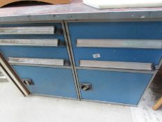 A metal workshop cabinet