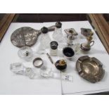 A mixed lot including silver ashtray