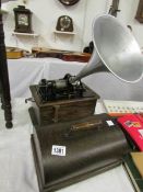 A Victorian phonograph with horn