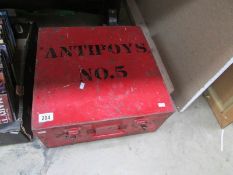A tin case marked 'Antipoys No.5' contai