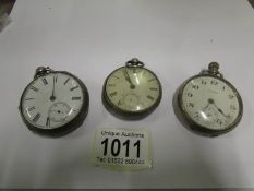 3 Gent's silver pocket watches