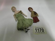 2 Victorian doll house dolls
