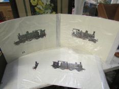 4 unframed locomotive prints