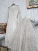 A vintage wedding dress, underskirt and