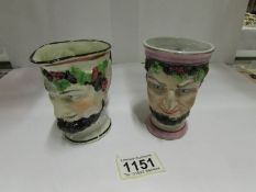 2 19th century 'Satyr' mugs, Sunderland