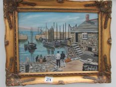 An oil on board, Bay View, Mousehole by