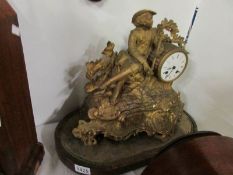 A Spelter mantel clock