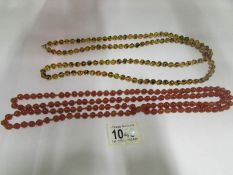 2 long bead necklaces