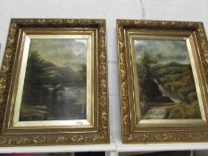 2 gilt framed Victorian oil paintings of